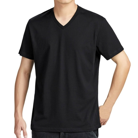 Men Black Shirt Fitted T Shirts for Men Mens Tee Shirts Casual Stylish Summer Cotton V Neck T Shirt Stretch Active Short Sleeve Moisture Wicking Undershirt 2025