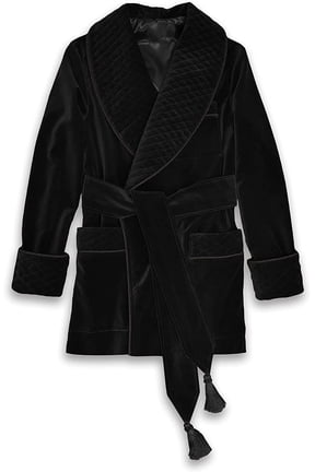 Men Black Smoking Jacket Cocktail Luxury Party Wear Black Velvet Blazer with Quilted Lapel Dinner Jacket (S) 