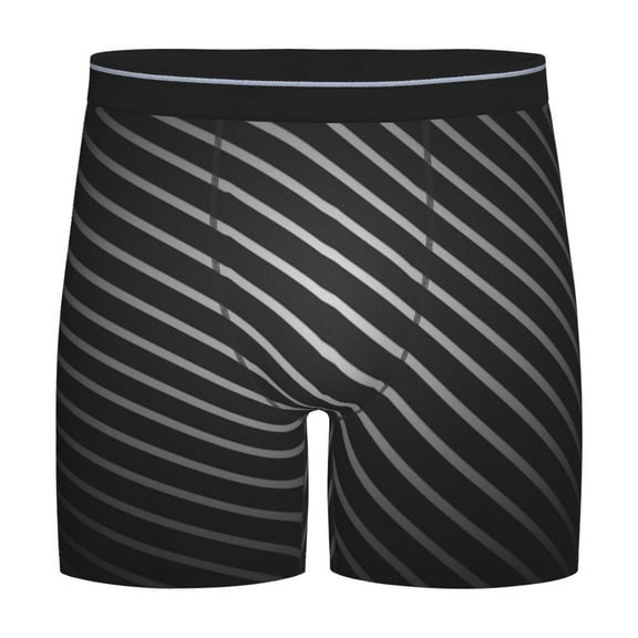 Men Black Stripe Silver Boxer Briefs Novelty Boxer Shorts Underwear No Fly