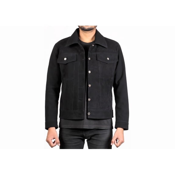 Men Black Suede Vintage Leather Jacket