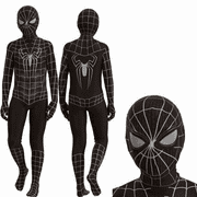 KEEPREAL Men Black Superhero Costume Suit Bodysuit Halloween Cosplay Jumpsuit Outfit For Adults