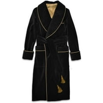 Men Black Velvet Smoking Jacket Men Gentlemen Black Quilted Vintgae Silk Warm Luxury Robe Gifts 
