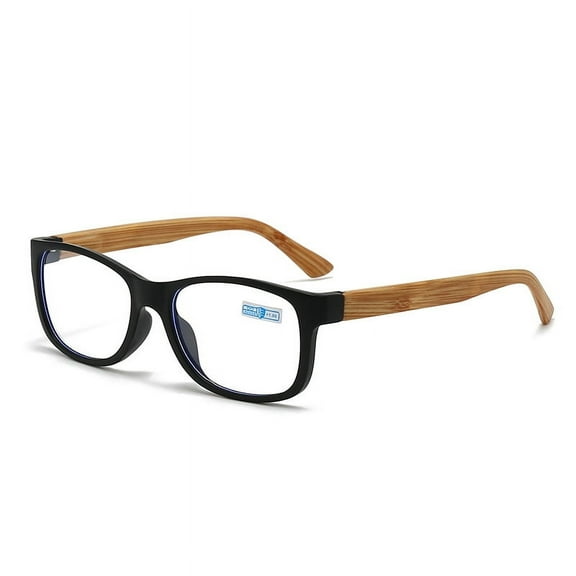 Men Black Wood Grain Reading Glasses 1.00, Women Anti-blue light Spring Hinge Square Readers +1.00 Strength