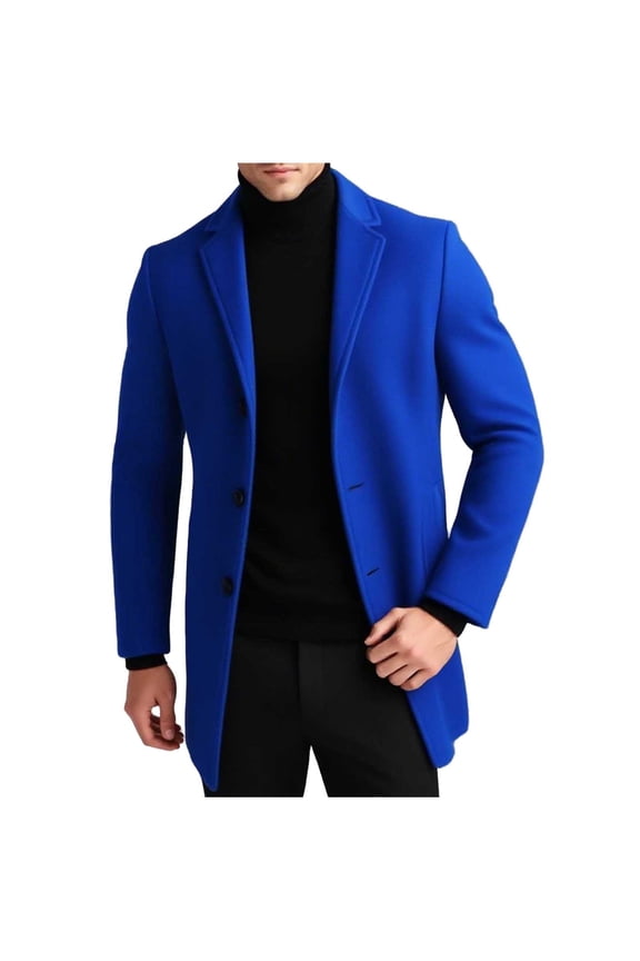 Men Blazer Coat Double Breasted Winter Coat Notched Collar Jacket Trench Coats Wool Coat Business Overcoat Casual Outwear Windbreaker Thicken Suit Jacket