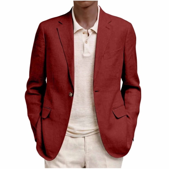 Men Blazer Jacket Casual Button Lightweight Business Suit Jackets Fashion Men Long Sleeved Casual Turndown Collar Jackets