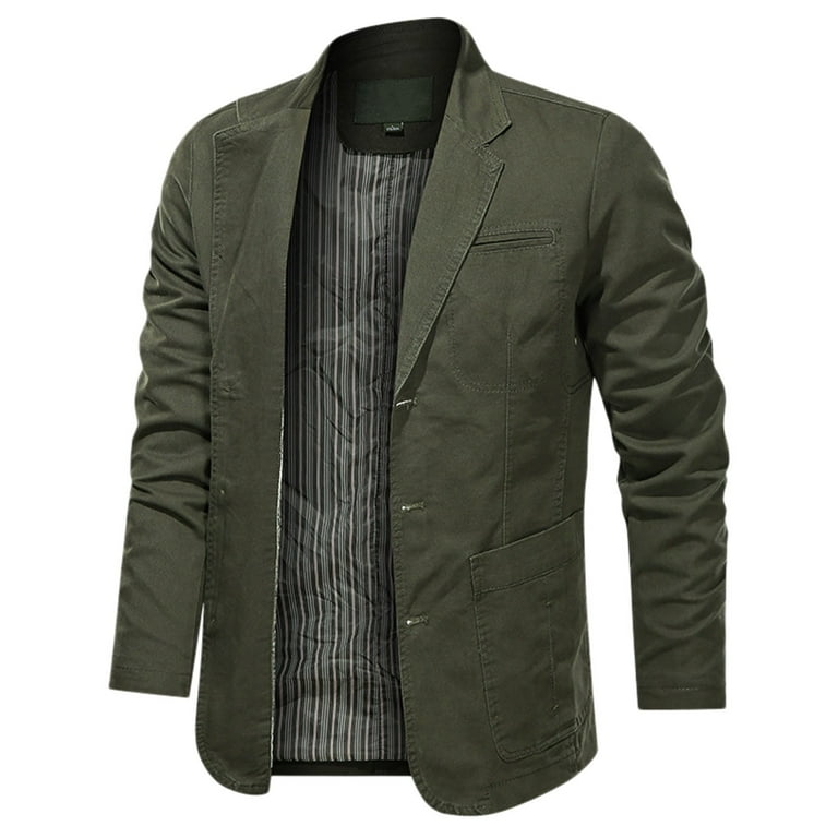 Army green blazer mens top