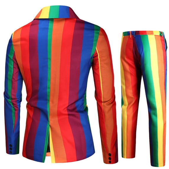 Men Blazer Slim Fit Rainbow Print Suit Jacket Vest and Suit Pants Evening Party Dinner Formal Wear 3 Pcs Set