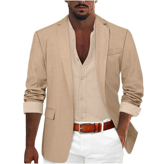 Men Blazers Classic Fit Autumn And Winter Solid Color Lapel One Button Multi Pockets Jacket Winter Jackets