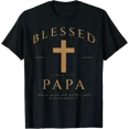 thumbnail image 1 of Men Blessed Papa James 1:17 Christian Scripture Cross T Shirt Size S-5XL, 1 of 5