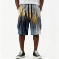 thumbnail image 1 of Men Block Gradient Print Corduroy Cargo Shorts Drawstring Elastic Waist Multi Pockets Knee Length Casual Shorts For Summer Outdoor Hiking Camping Vacation, 1 of 6