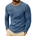 thumbnail image 1 of Men Blouse Mineart Round Neck Tops Raglan Sleeve Pullover Men's Solid Color Lightweight Crew Neck Shirts Casual Athletic Long Sleeve Basic Tee, 1 of 7