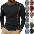 thumbnail image 1 of Men Blouse Mineart Round Neck Tops Raglan Sleeve Pullover Men's Solid Color Lightweight Crew Neck Shirts Casual Athletic Long Sleeve Basic Tee, 1 of 8