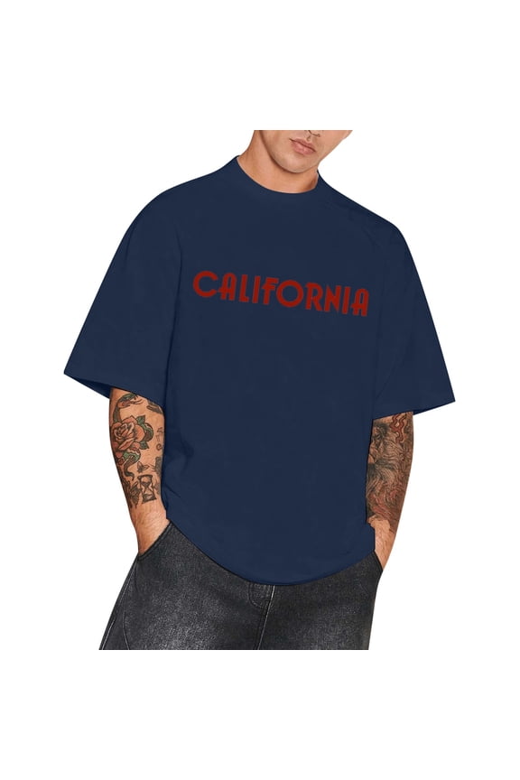 Men Blouses Casual V Neck Men Fit Shirt Tee T Short Oversized Tees for Long Sleeve Layering Tee Neck Turtleneck T Shirts Plain Picks Loose Fit Men's Summer Large Shirt Top Loose Navy M