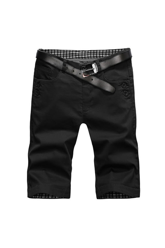 Men Blouses European German Casual Loose 3/ 4 Pants Men's Jeans Men's Comfortable Street Fashion Foreign Trade Cropped Pants Black 35