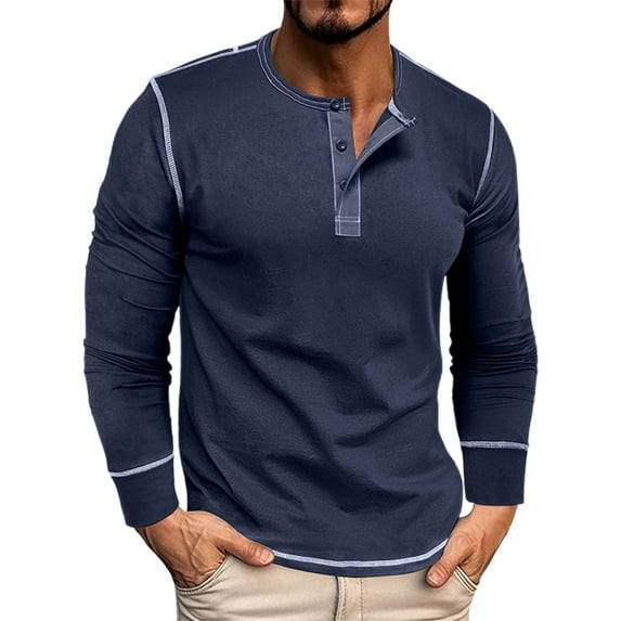 Men Blouses Low Cut Shirts Long Sleeve Shirts Bulk Men Tight Sweaters Tee Shirt Pack Medium Long Scrub Top Mens Western Holiday Tops Dressy Mens Undershirt Turtleneck Lightweight Spring Dark Blue L