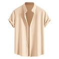 thumbnail image 1 of Men Blouses Men T Shirt Tops Mens Tee Shirt Loose Active Wear Big Coat Casual Violet Color Metallic Fit Short Long Sleeve Athletic Fit Tops Stripe Men's Loose Printed Short Sleeved Khaki XL, 1 of 9