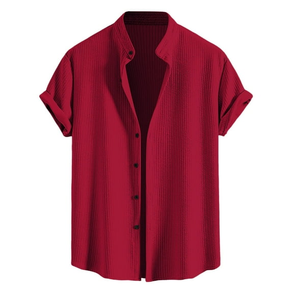 Men Blouses Men T Shirt Tops Mens Tee Shirt Loose Active Wear Big Coat Casual Violet Color Metallic Fit Short Long Sleeve Athletic Fit Tops Stripe Men's Loose Printed Short Sleeved Red M