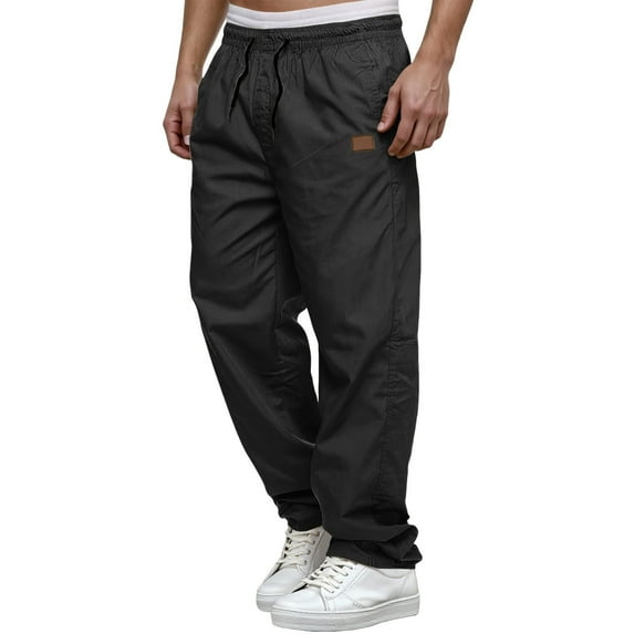 Men Blouses Men's Cargo Pants For Everyday Casual And Wear Loose Fit Straight Leg Trousers With Drawstring Closure For Spring Summer Fall Seasons Black XL