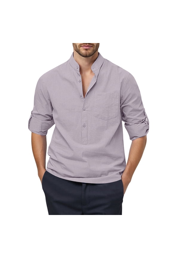Men Blouses Short Sleeved Dress Shirt Men Dress Shirts for Regular Shirt with Clothes for Casual Mens Shirts Covington Rough T Mens Tie And Satin Light Purple M