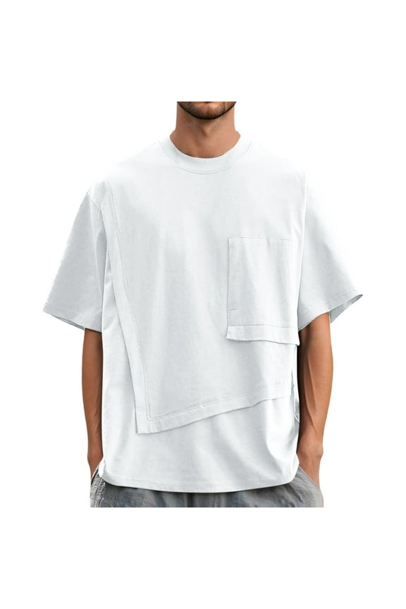 Men Blouses Thin T Shirts Men Mens Shirts with Different Patterns Workout Clothe Short Men's Petite Neck Spandex Fitted Summer Top Crop Long Sleeve Shirt Men's Long Sleeve Workout Tops White XL