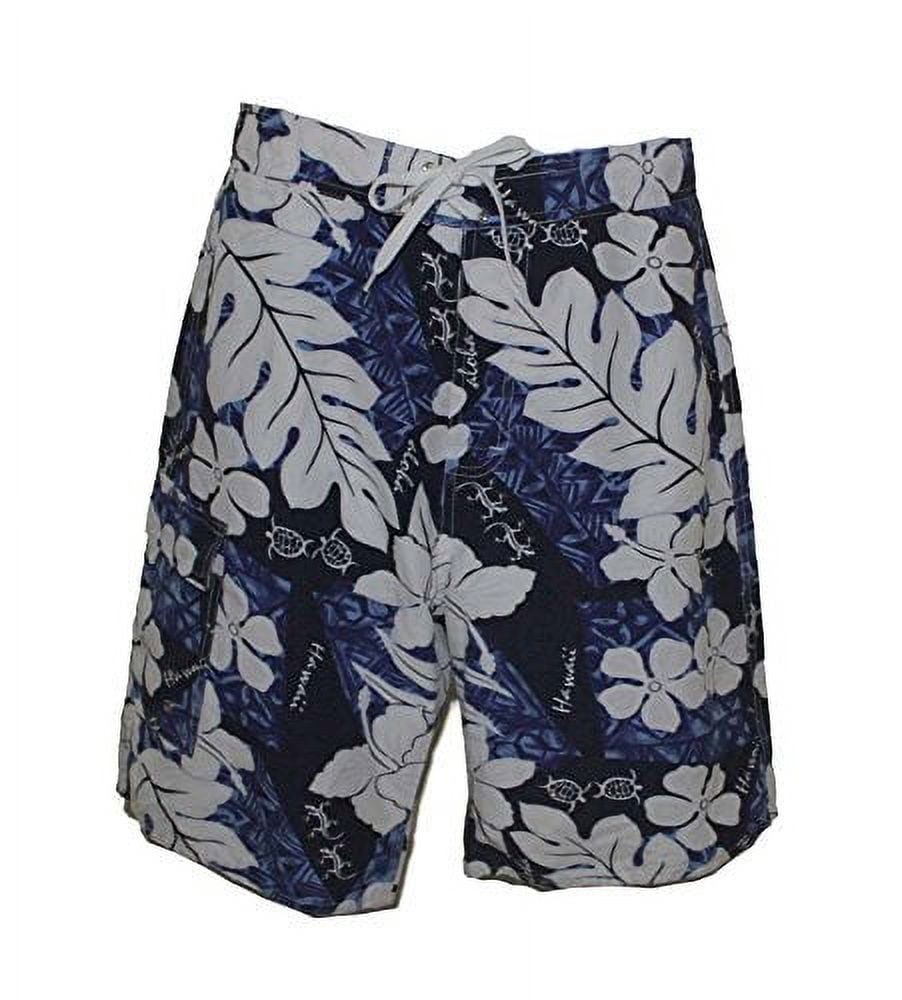 Men's Board Shorts - Midnight Monstera - Azure Blue