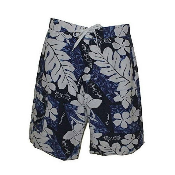 Men Board Shorts, Blue Turtle, 30" Waist