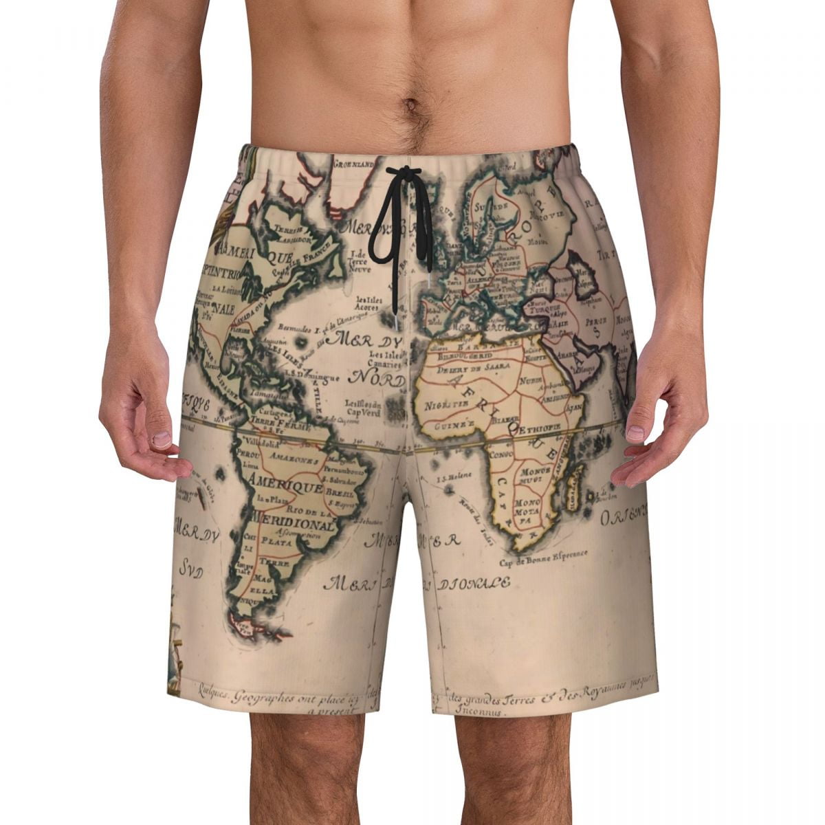 Men Board Shorts Vintage Detailed World Map Fashion Swim Trunks — free download
