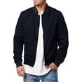 thumbnail image 1 of Men Bomber Jacket Long Sleeve Full Zip Casual Coat Stand Collar Outwear With Pockets, 1 of 5