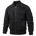 thumbnail image 1 of Men Bomber Jacket Military Jacket with Multi Pockets (Black XL), 1 of 2
