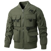 Men Bomber Jacket Military Jacket with Multi Pockets Green M