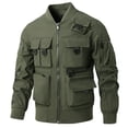thumbnail image 1 of Men Bomber Jacket Military Jacket with Multi Pockets (Green XXL), 1 of 4