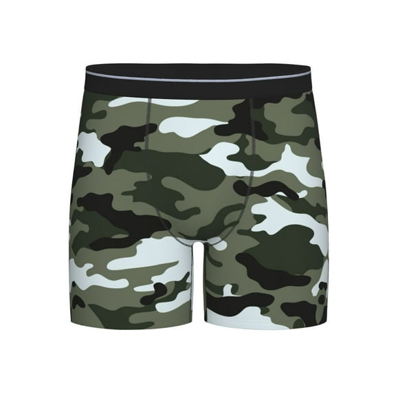 Men Boxer Briefs Fly Gray Camouflage Print Funny Cool Underwear For Men