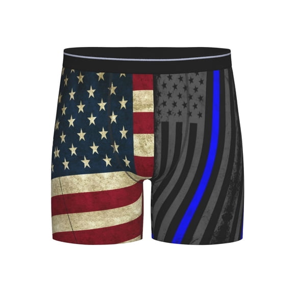 Men Boxer Briefs Fly Retro America-Flag Funny Cool Underwear For Men