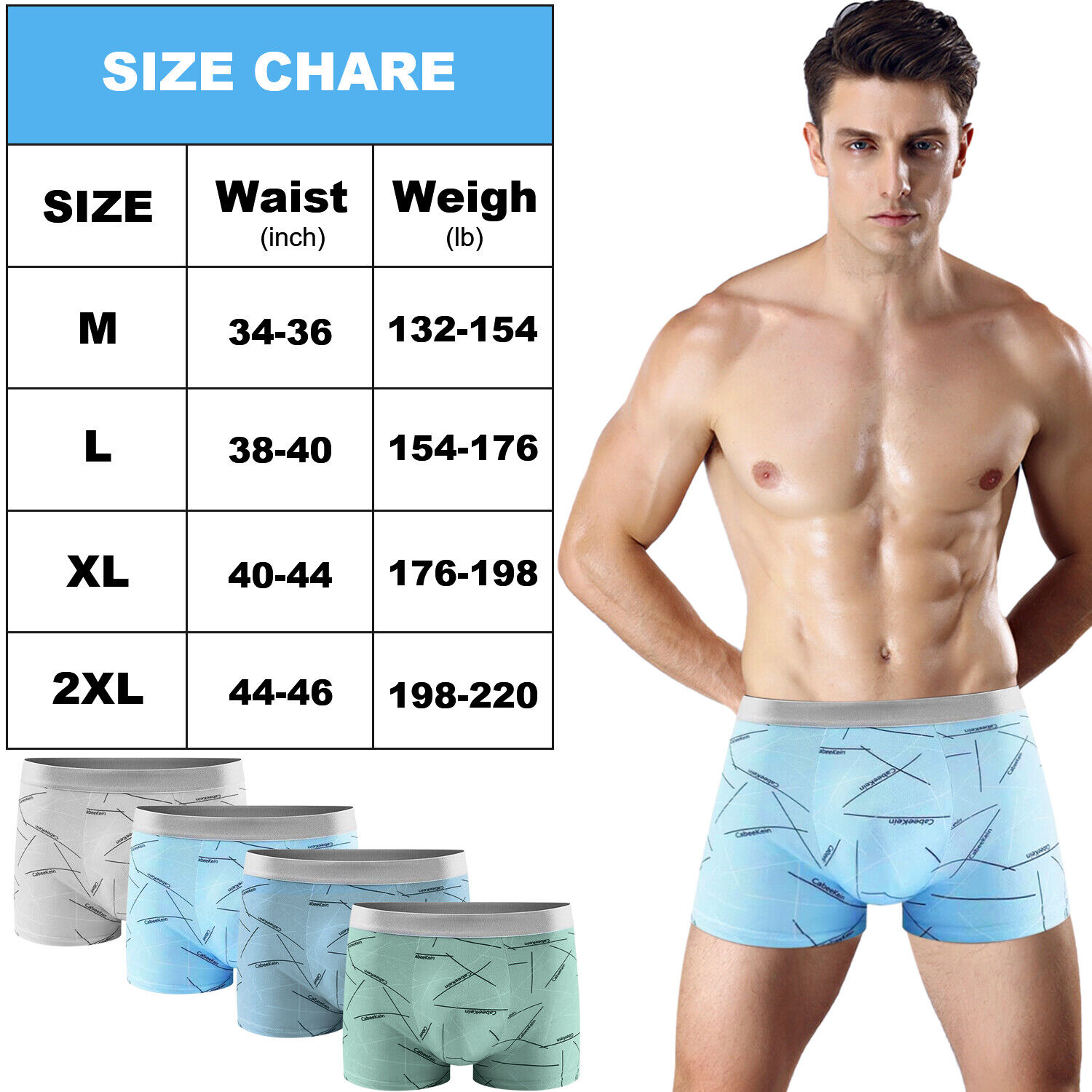 Men Boxer Briefs Pouch Underwear Shorts Trunks Bulge Breathable Mesh