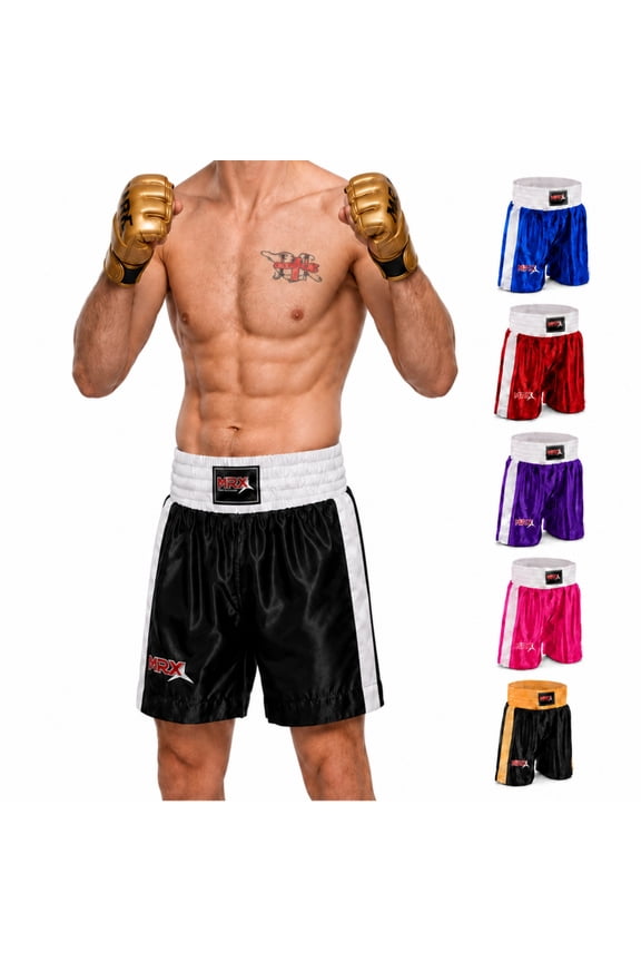 Men Boxing Shorts For Boxing Training Fitness Gym Cage Fight MMA Mauy Thai Kickboxing Trunks Clothing Black/White XX-Large