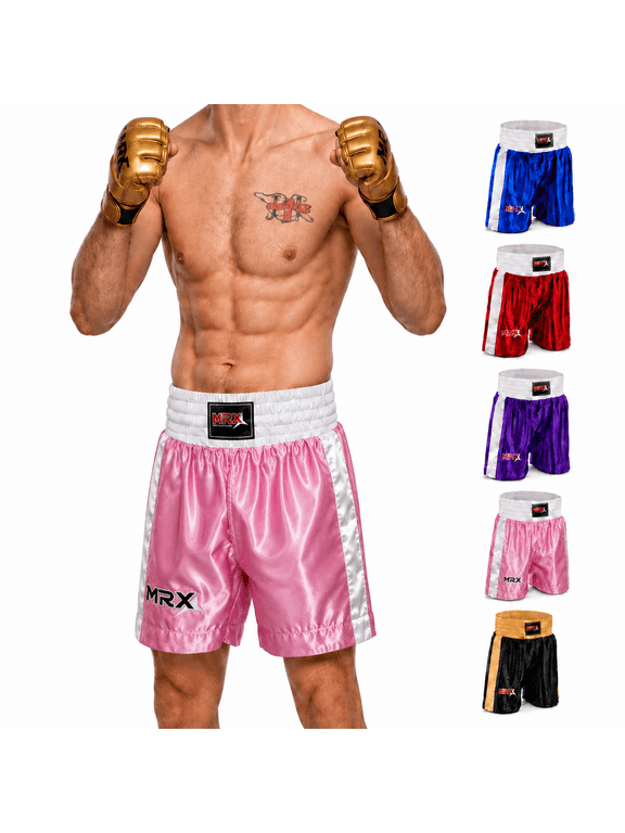 Men Boxing Shorts For Boxing Training Fitness Gym Cage Fight MMA Mauy Thai Kickboxing Trunks Clothing Pink Small