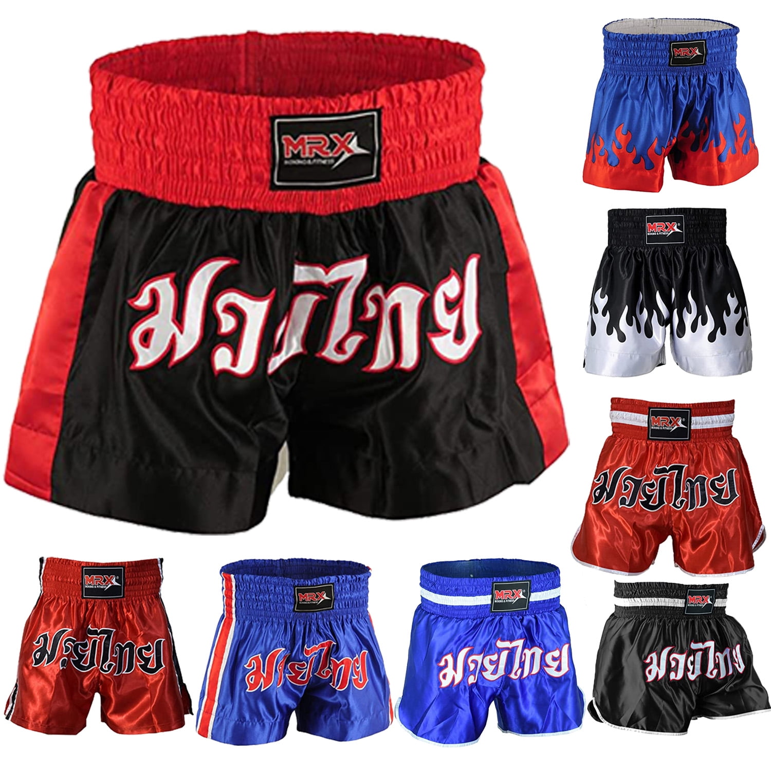 Short De Boxe MMA Muay Thai - Unisexe Taille élastique - Pour Entraînement Fitness Et Combat - Noir/Blanc - 11