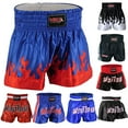 thumbnail image 1 of Men Boxing Shorts MMA Mauy Thai Training Fitness Gym Cage Fight Kickboxing Trunks Clothing Blue Red Flame Medium, 1 of 8