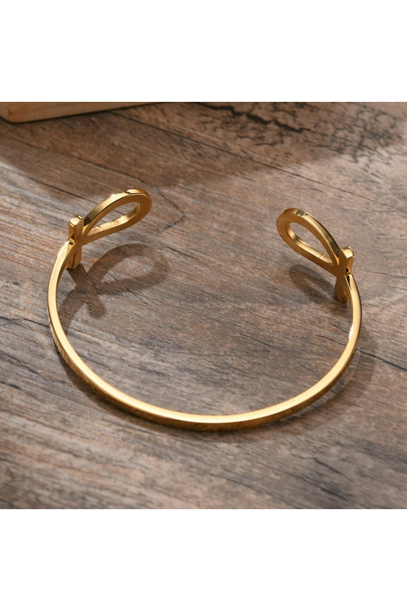 Men Bracelets, Ankh Key Of Life Bangles, 14K Yellow Gold Egyptian Cuff Bracelet, Ancient Egypt Man Jewelry