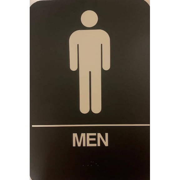 Men Braille Restroom Sign with Graphical Symbols Size: 9" x 6".