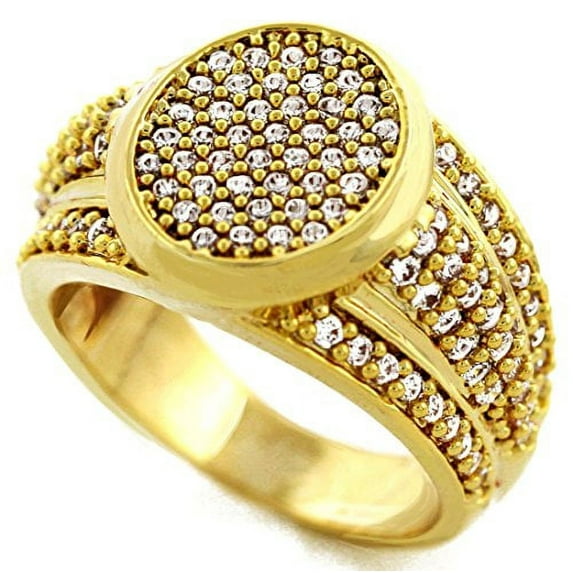 Men Brass Gold Tone Men's Hip Hop Micro Pave Cluster Cz Ring (13)