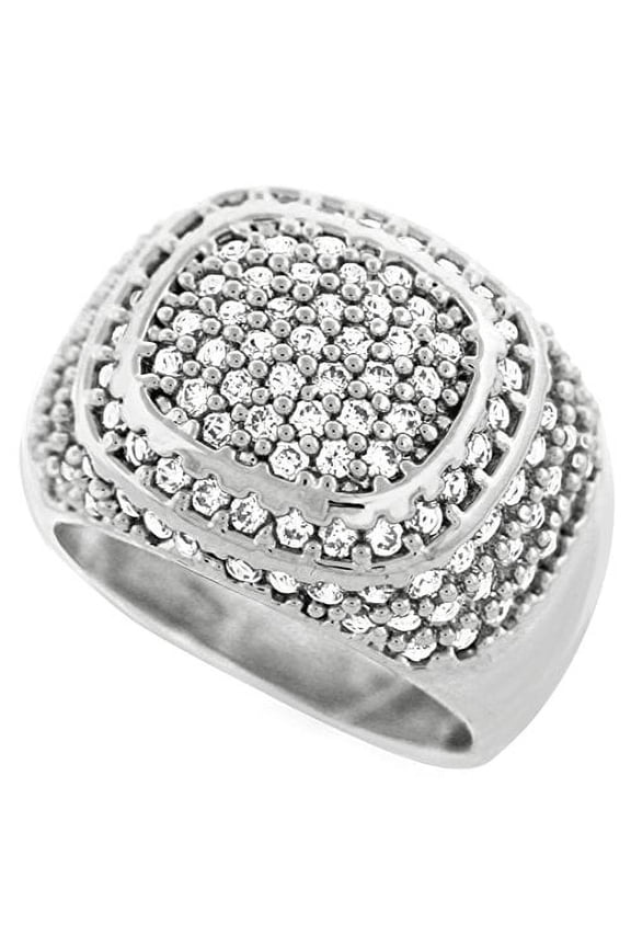 Men Brass Silver Tone Men's Hip Hop Micro Pave Champion Cz Ring (10)