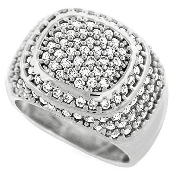 Men Brass Silver Tone Men's Hip Hop Micro Pave Champion Cz Ring (12)