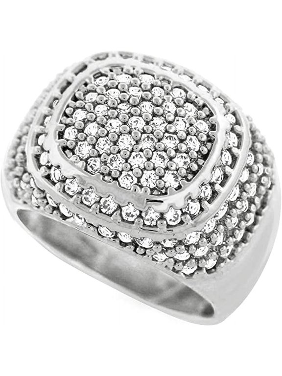 Men Brass Silver Tone Men's Hip Hop Micro Pave Champion Cz Ring (7)