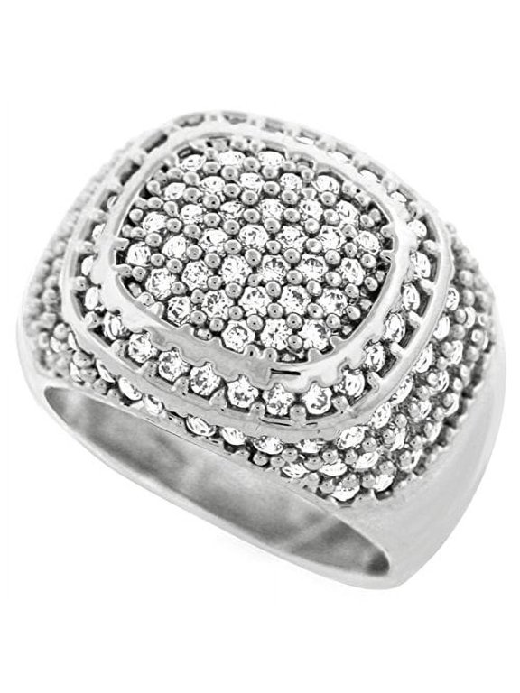 Men Brass Silver Tone Men's Hip Hop Micro Pave Champion Cz Ring (8)