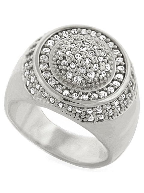 Men Brass Silver Tone Men's Hip Hop Micro Pave President Cz Ring (9)