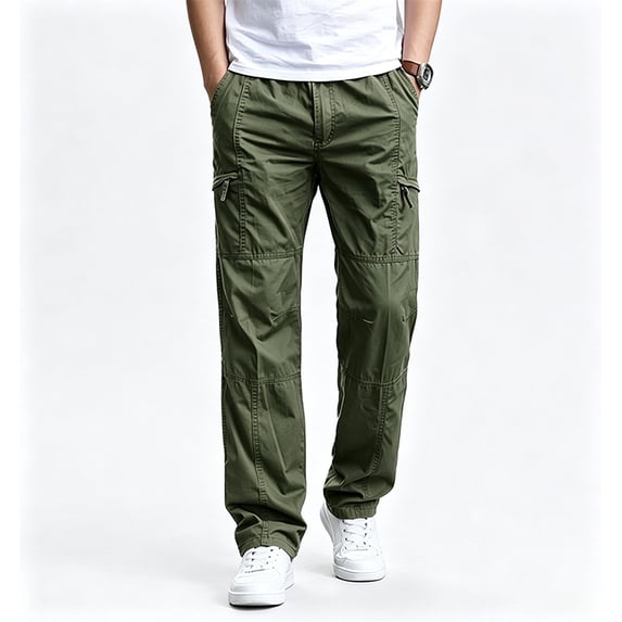 Men Breathable Cargo Work Pants Tapered Light Tough Multi Storage Outdoor Utility Trousers S-XL