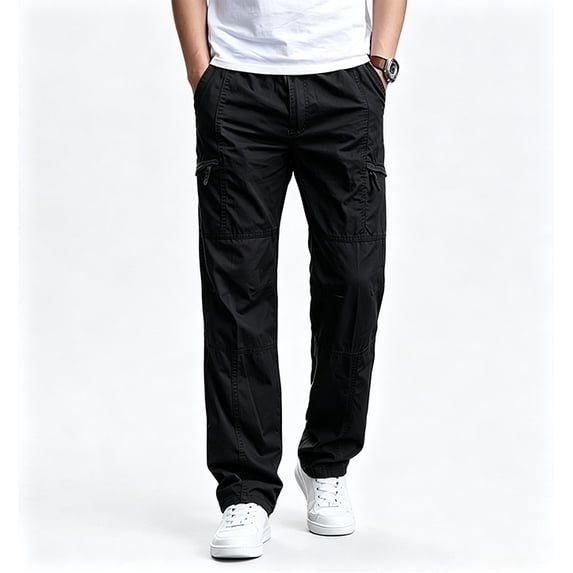 Men Breathable Cargo Work Pants Tapered Light Tough Multi Storage Outdoor Utility Trousers S-XL
