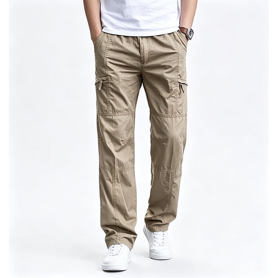 Men Breathable Cargo Work Pants Tapered Light Tough Multi Storage Outdoor Utility Trousers S-XL