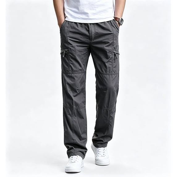 Men Breathable Cargo Work Pants Tapered Light Tough Multi Storage Outdoor Utility Trousers S-XL
